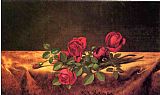 Martin Johnson Heade Roses Lying on Gold Velvet painting